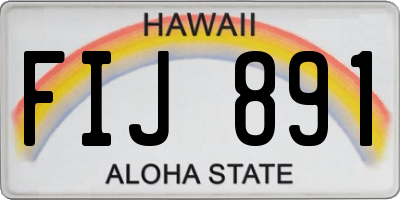 HI license plate FIJ891