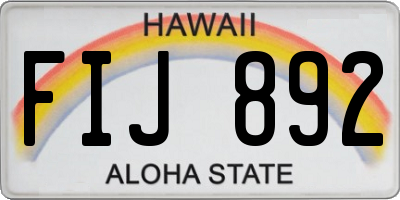 HI license plate FIJ892