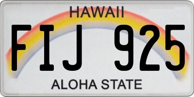 HI license plate FIJ925