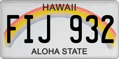 HI license plate FIJ932