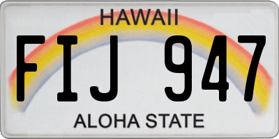 HI license plate FIJ947