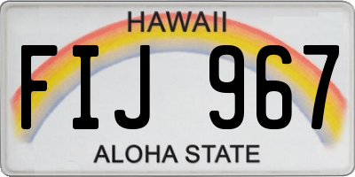 HI license plate FIJ967