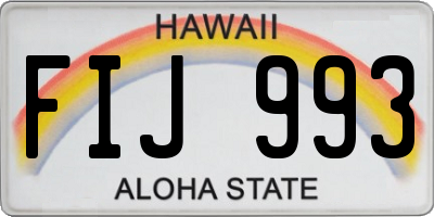 HI license plate FIJ993