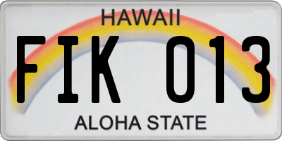 HI license plate FIK013