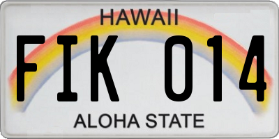 HI license plate FIK014