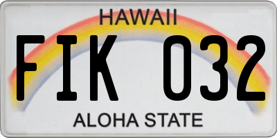 HI license plate FIK032