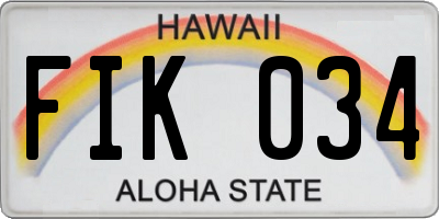 HI license plate FIK034