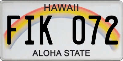 HI license plate FIK072