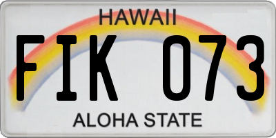 HI license plate FIK073