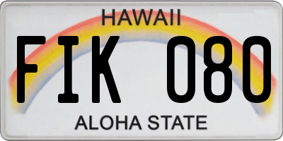HI license plate FIK080