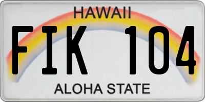 HI license plate FIK104