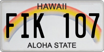 HI license plate FIK107