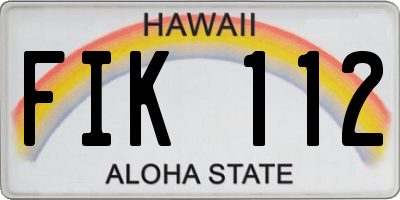 HI license plate FIK112