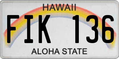 HI license plate FIK136