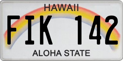 HI license plate FIK142