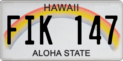 HI license plate FIK147
