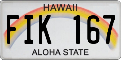 HI license plate FIK167