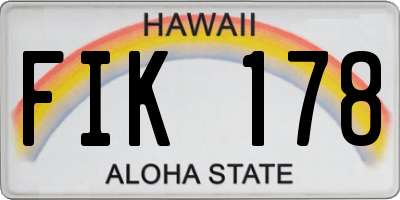 HI license plate FIK178