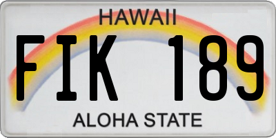 HI license plate FIK189