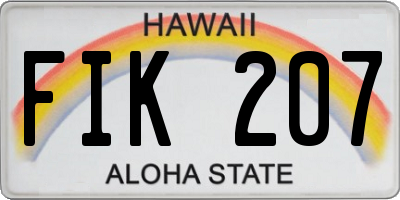 HI license plate FIK207