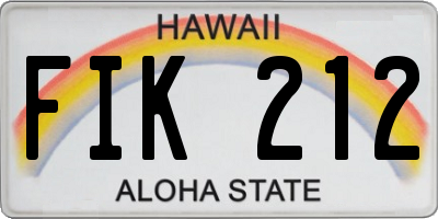 HI license plate FIK212
