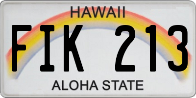 HI license plate FIK213
