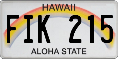 HI license plate FIK215