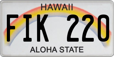 HI license plate FIK220