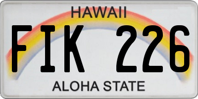 HI license plate FIK226