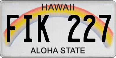 HI license plate FIK227