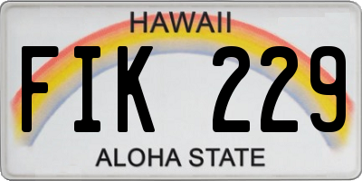 HI license plate FIK229