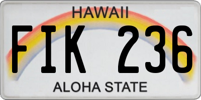 HI license plate FIK236