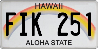 HI license plate FIK251