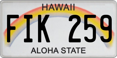 HI license plate FIK259