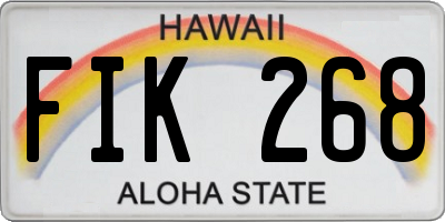 HI license plate FIK268