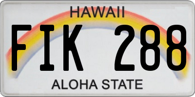 HI license plate FIK288