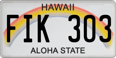 HI license plate FIK303