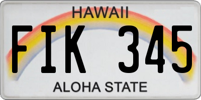 HI license plate FIK345
