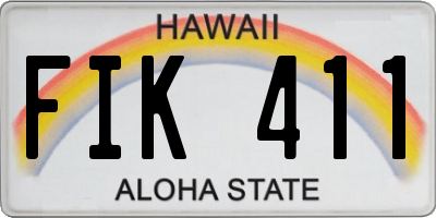 HI license plate FIK411