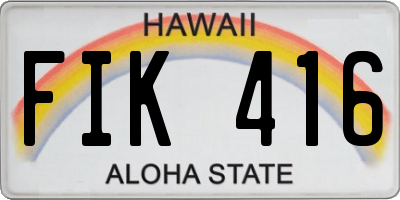 HI license plate FIK416