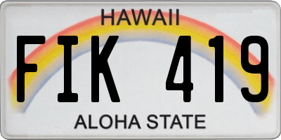 HI license plate FIK419