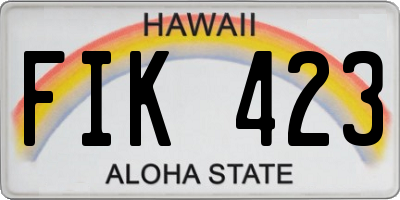 HI license plate FIK423