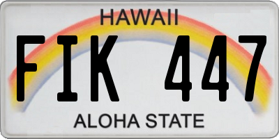 HI license plate FIK447