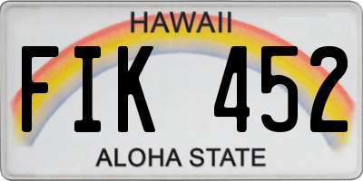 HI license plate FIK452