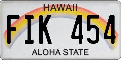 HI license plate FIK454
