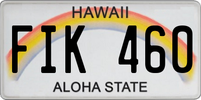 HI license plate FIK460