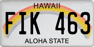 HI license plate FIK463