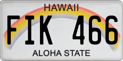 HI license plate FIK466