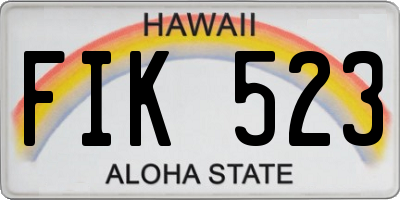 HI license plate FIK523