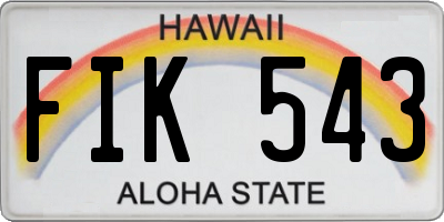 HI license plate FIK543